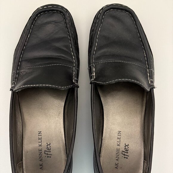 Anne Klein Black Leather Loafers Size 7.5 M - Picture 1 of 7